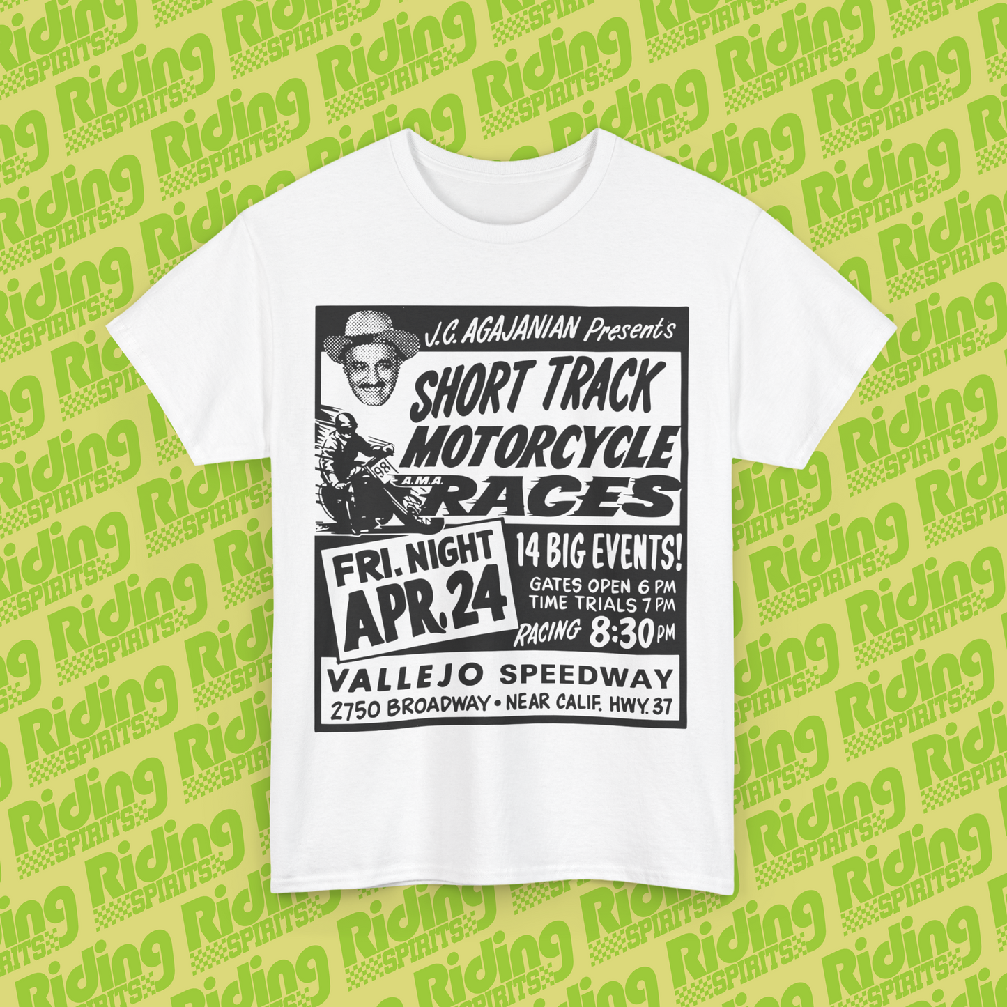 Vallejo Short track Retro 70s Flat track California Short Sleeve T-shirt