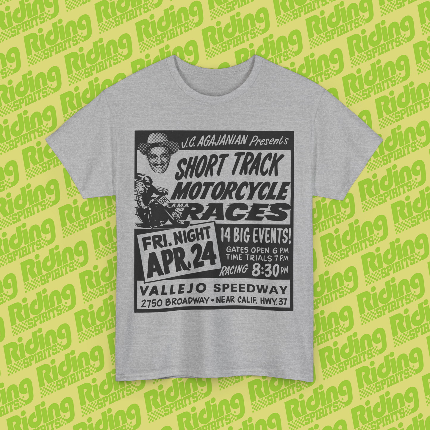 Vallejo Short track Retro 70s Flat track California Short Sleeve T-shirt