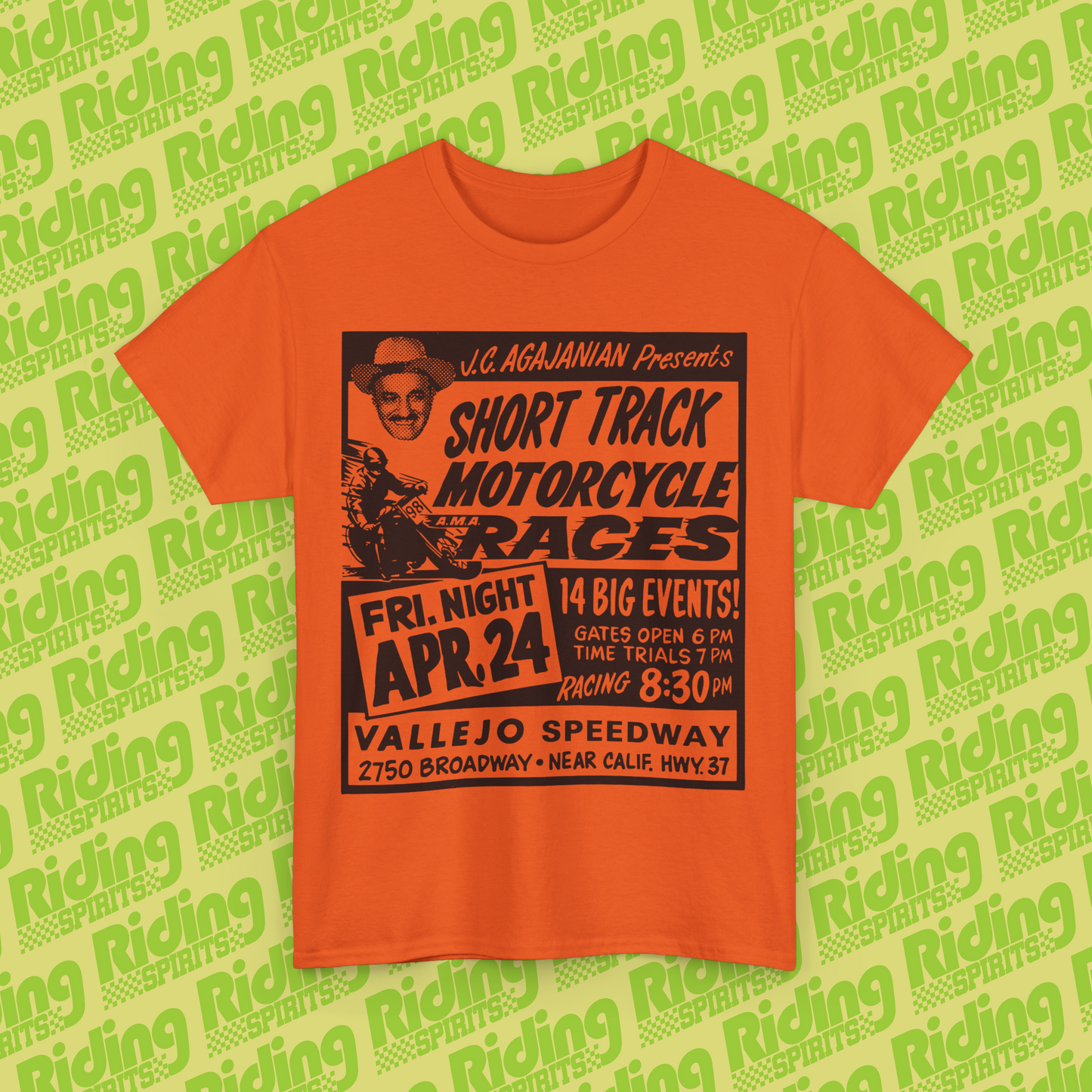 Vallejo Short track Retro 70s Flat track California Short Sleeve T-shirt