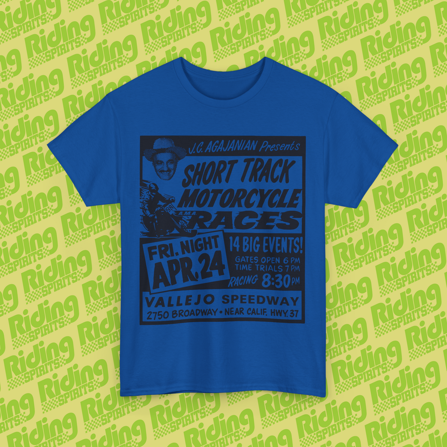 Vallejo Short track Retro 70s Flat track California Short Sleeve T-shirt