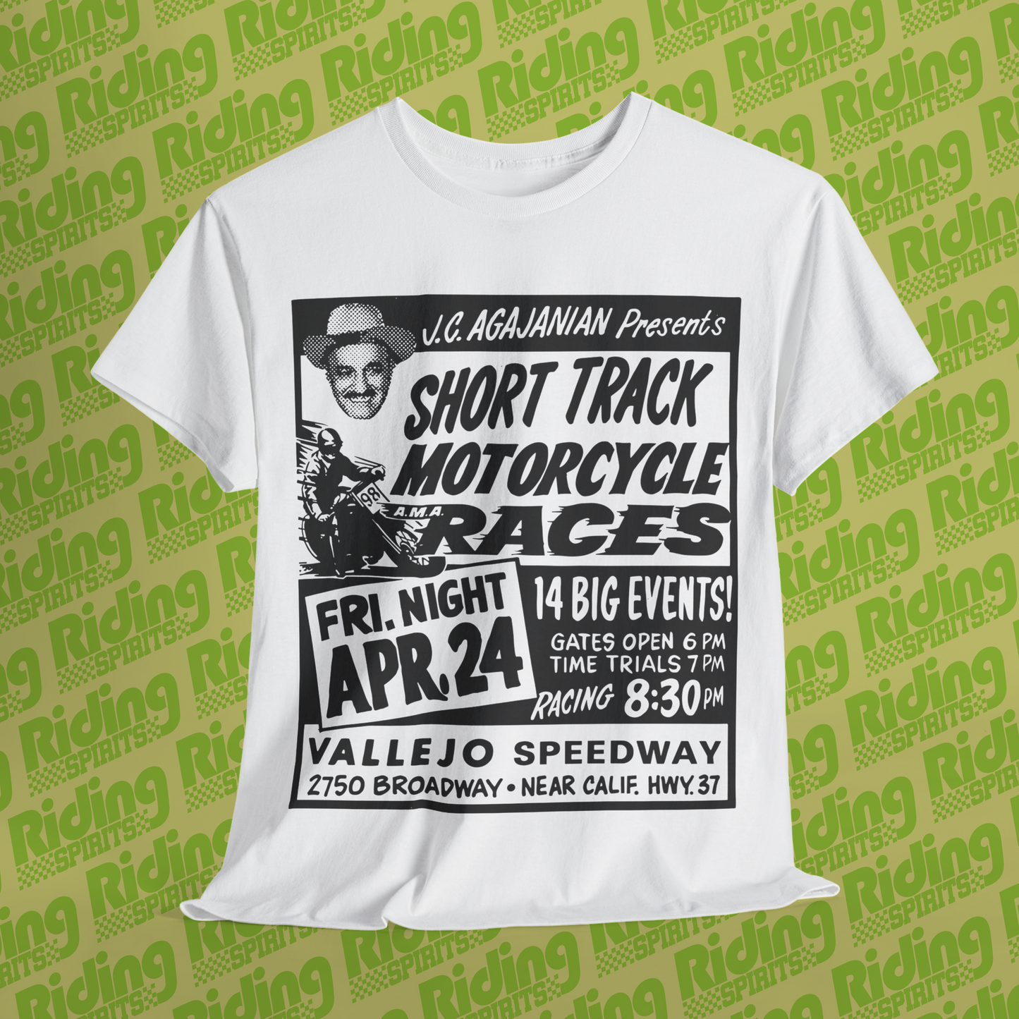 Vallejo Short track Retro 70s Flat track California Short Sleeve T-shirt