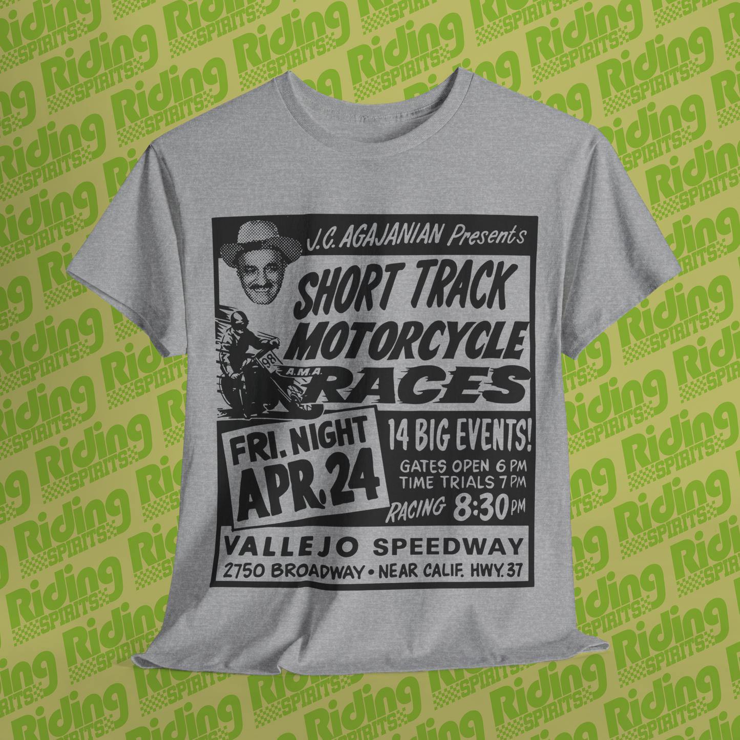 Vallejo Short track Retro 70s Flat track California Short Sleeve T-shirt