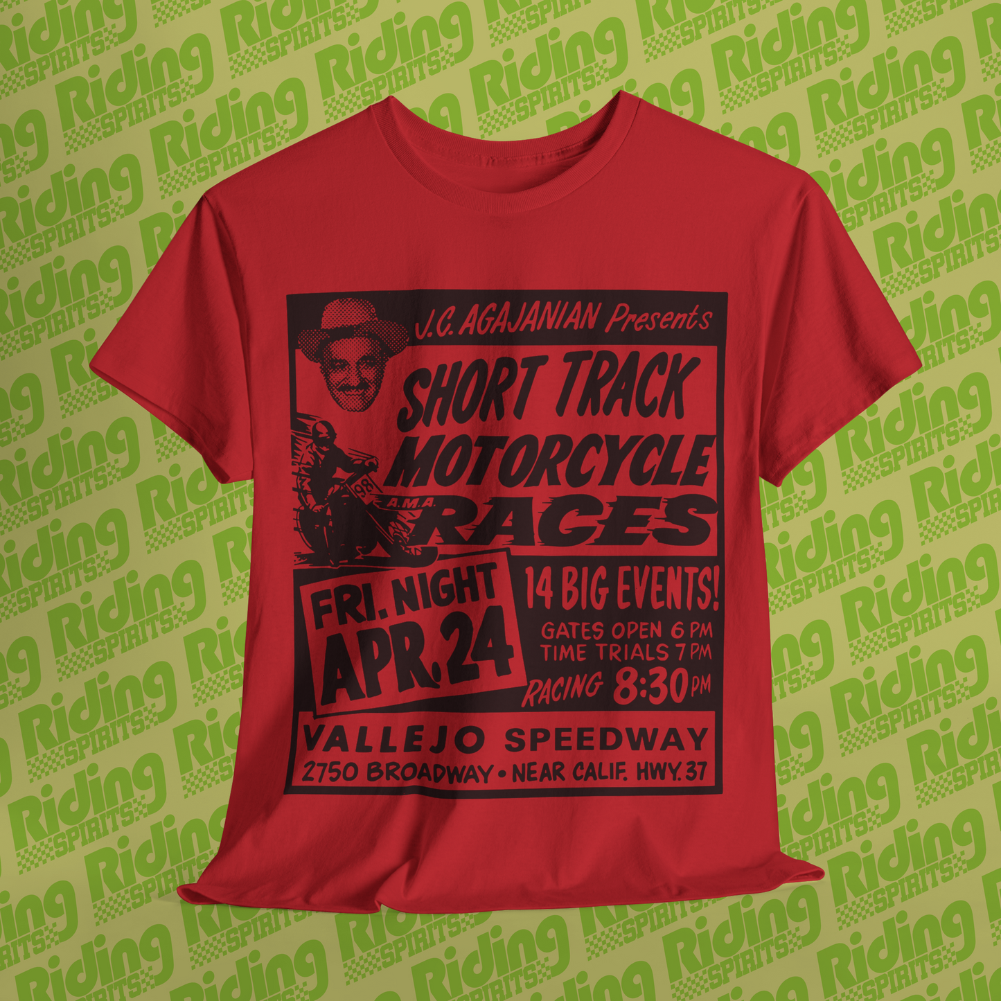Vallejo Short track Retro 70s Flat track California Short Sleeve T-shirt