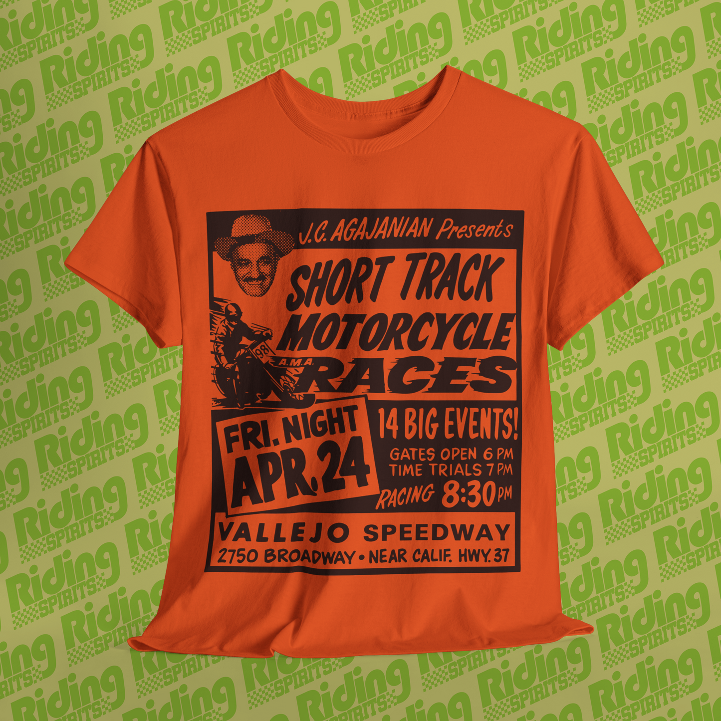 Vallejo Short track Retro 70s Flat track California Short Sleeve T-shirt