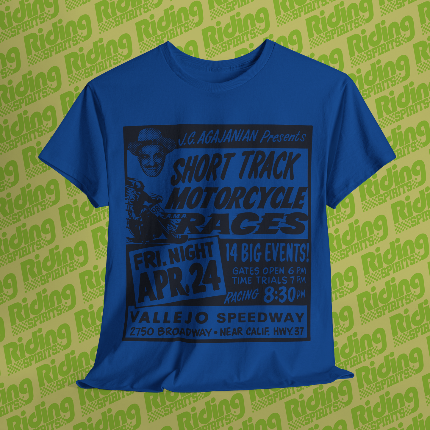 Vallejo Short track Retro 70s Flat track California Short Sleeve T-shirt